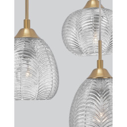 Vario 3 Light Cluster Pendant Ceiling Light Clear Glass, Satin Gold Metal LED E27 - thumbnail 3