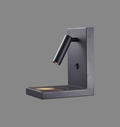 Zanzibar Reader Wall Lamp Switched With Mobile Phone Induction Charger, 3W LED, 3000K, 210lm, Sand Black - thumbnail 3