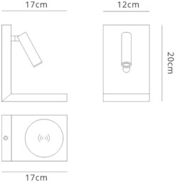 Zanzibar Reader Wall Lamp Switched With Mobile Phone Induction Charger, 3W LED, 3000K, 210lm, Sand Black - thumbnail 2