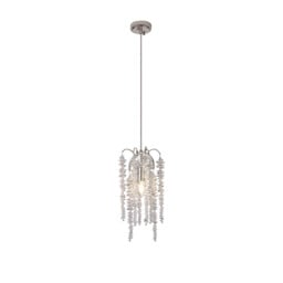 Wisteria Round Pendant, 1 Light E14, Polished Nickel / Crystal - thumbnail 1