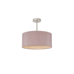 Baymont Satin Nickel E27 Semi Flush With 40cm x 18cm Dual Faux Silk Shade, Taupe/Halo Gold - thumbnail 5