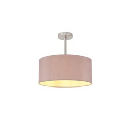 Baymont Satin Nickel E27 Semi Flush With 40cm x 18cm Dual Faux Silk Shade, Taupe/Halo Gold