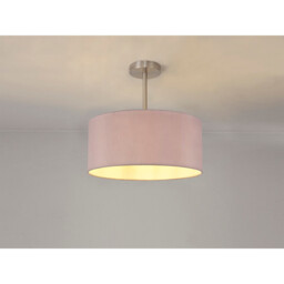 Baymont Satin Nickel E27 Semi Flush With 40cm x 18cm Dual Faux Silk Shade, Taupe/Halo Gold - thumbnail 2