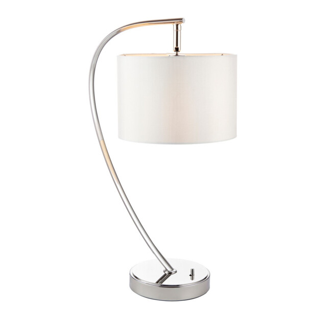 Josephine 1 Light Table Lamp Bright Nickel, Vintage White Faux Silk, E14 - image 1