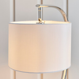 Josephine 1 Light Table Lamp Bright Nickel, Vintage White Faux Silk, E14 - thumbnail 3