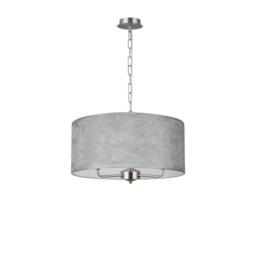Banyan 3 Light Multi Arm Pendant, 1.5m Chain, E14 Satin Nickel With 50cm x 20cm Silver Leaf With White Lining Shade - thumbnail 5
