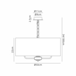 Banyan 3 Light Multi Arm Pendant, 1.5m Chain, E14 Satin Nickel With 50cm x 20cm Silver Leaf With White Lining Shade - thumbnail 3