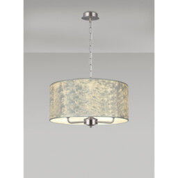 Banyan 3 Light Multi Arm Pendant, 1.5m Chain, E14 Satin Nickel With 50cm x 20cm Silver Leaf With White Lining Shade - thumbnail 2