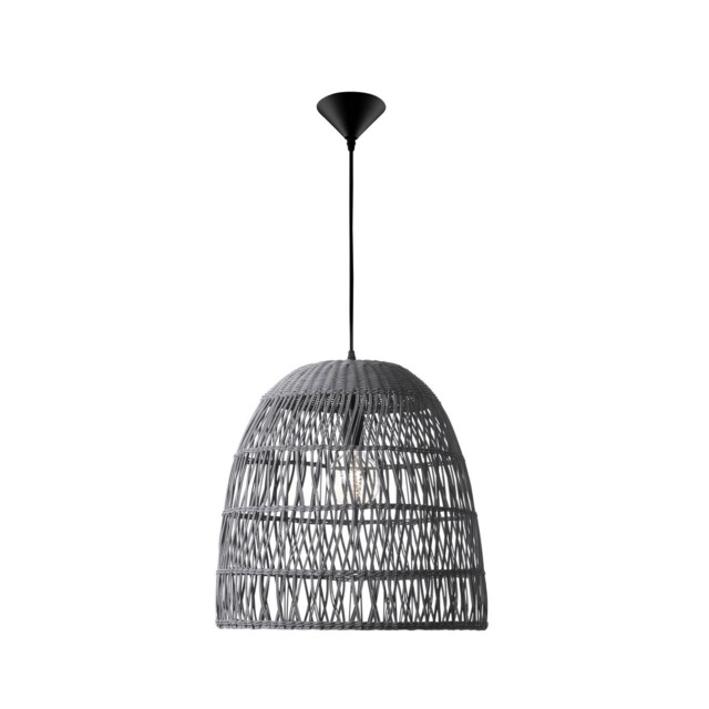 Destin 46cm Dome Pendant Ceiling Light Iron, Rattan, Grey colour, - image 1