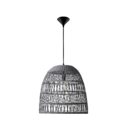 Destin 46cm Dome Pendant Ceiling Light Iron, Rattan, Grey colour, - thumbnail 1