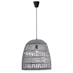 Destin 46cm Dome Pendant Ceiling Light Iron, Rattan, Grey colour, - thumbnail 3