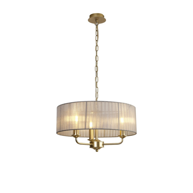 Banyan 3 Light Multi Arm Pendant With 45cm x 15cm Organza Shade Champagne Gold/Grey - image 1