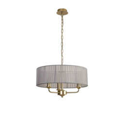 Banyan 3 Light Multi Arm Pendant With 45cm x 15cm Organza Shade Champagne Gold/Grey - thumbnail 5