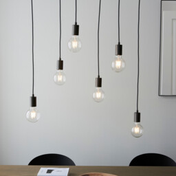 Stellan Plate Pendant Ceiling Lamp, Oak Stained Plywood, Anthracite Finish - thumbnail 5