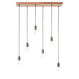 Stellan Plate Pendant Ceiling Lamp, Oak Stained Plywood, Anthracite Finish
