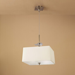 Akira Square Pendant 4 Light E27, Antique Brass With Cream Shade - thumbnail 2