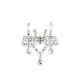 Florian  2 Light Indoor Glass Candle Wall Light Chrome with Crystals, E14