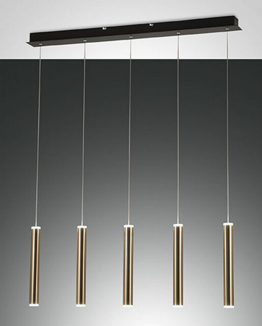 Prado LED Straight Bar Pendant Ceiling Light Black / Satin Brass Glass - image 1