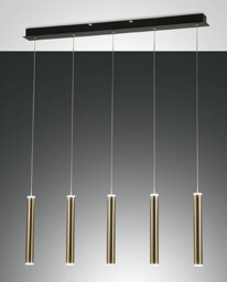 Prado LED Straight Bar Pendant Ceiling Light Black / Satin Brass Glass - thumbnail 1