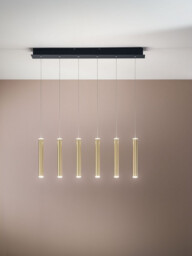 Prado LED Straight Bar Pendant Ceiling Light Black / Satin Brass Glass - thumbnail 2