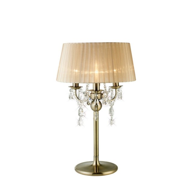 Olivia Table Lamp with Soft Bronze Shade 3 Light Antique Brass, Crystal - image 1