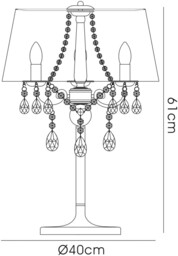 Olivia Table Lamp with Soft Bronze Shade 3 Light Antique Brass, Crystal - thumbnail 3