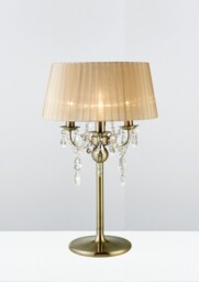 Olivia Table Lamp with Soft Bronze Shade 3 Light Antique Brass, Crystal - thumbnail 2