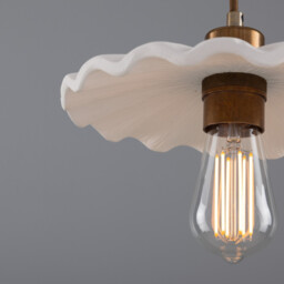 Kapok Dome Pendant, Matte White Striped, Antique Brass - thumbnail 5