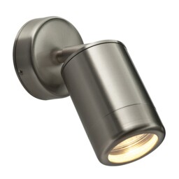 Odyssey Outdoor Spot Wall IP65 7W Brushed Stainless Steel & Clear Glass - GU10