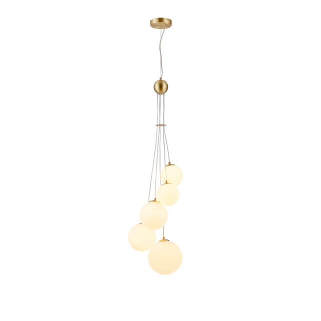 Marshall Ceiling Pendant, 5 Light G9, Satin Gold, Opal Glass - image 1