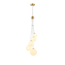 Marshall Ceiling Pendant, 5 Light G9, Satin Gold, Opal Glass - thumbnail 1