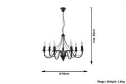 Minerwa 7 Light Multi Arm Chandelier Black, E14 - thumbnail 5