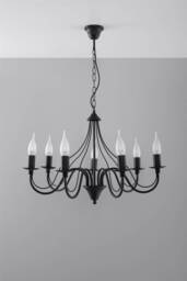 Minerwa 7 Light Multi Arm Chandelier Black, E14 - thumbnail 3