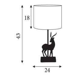 Deer Table Lamp Silver Resin & Grey Fabric Shade - thumbnail 2