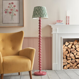 Higgledy Gloss Pink Clay Paint Floor Lamp with Cotswold Green Fabric Zigzag Shade 35cm E27 - thumbnail 3