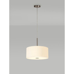 Baymont Satin Nickel 5 Light E27 Single Pendant With 40cm x 18cm Faux Silk Shade, Ivory Pearl/White Laminate - thumbnail 2