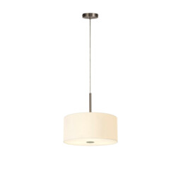 Baymont Satin Nickel 5 Light E27 Single Pendant With 40cm x 18cm Faux Silk Shade, Ivory Pearl/White Laminate - thumbnail 5