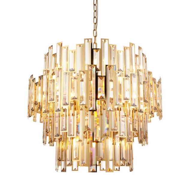 Viviana Pendant Ceiling Light Gold Effect Plate, Champagne Crystal, 15x E14 - image 1