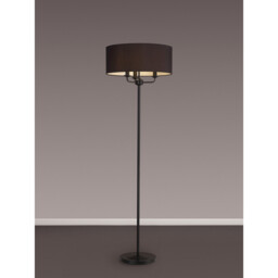 Banyan 3 Light Switched Floor Lamp With 50cm x 20cm Faux Silk Fabric Shade Matt Black/Black - thumbnail 2