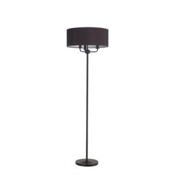Banyan 3 Light Switched Floor Lamp With 50cm x 20cm Faux Silk Fabric Shade Matt Black/Black - thumbnail 5