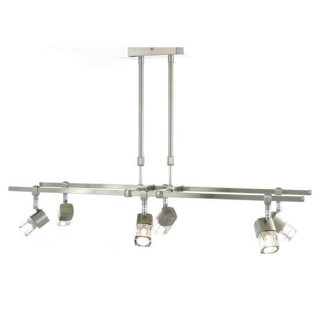 Ticino Rectangular Telescopic Pendant 6 Light G9 Satin Chrome - image 1