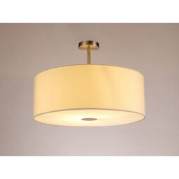 Baymont Satin Nickel E27 Semi Flush With 60cm x 22cm Faux Silk Shade, Ivory Pearl/White Laminate - thumbnail 2