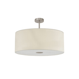 Baymont Satin Nickel E27 Semi Flush With 60cm x 22cm Faux Silk Shade, Ivory Pearl/White Laminate - thumbnail 5