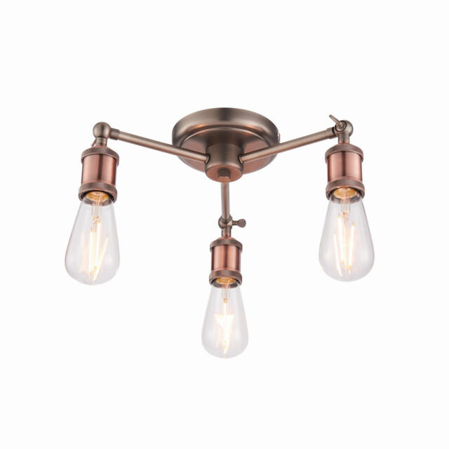 Hal 3 Light Semi flush Aged Pewter, Aged Copper Plate, E27 - image 1