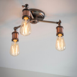 Hal 3 Light Semi flush Aged Pewter, Aged Copper Plate, E27 - thumbnail 2