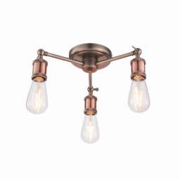 Hal 3 Light Semi flush Aged Pewter, Aged Copper Plate, E27 - thumbnail 1