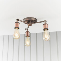 Hal 3 Light Semi flush Aged Pewter, Aged Copper Plate, E27 - thumbnail 3