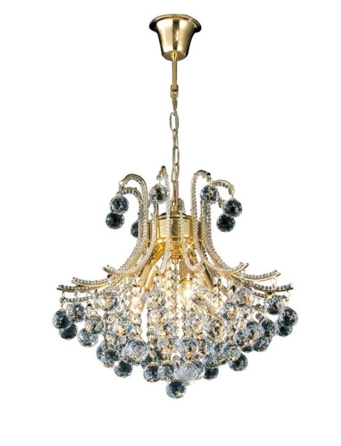 Bask Ceiling Pendant Chandelier Round 4 Light French Gold, Crystal - image 1