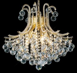 Bask Ceiling Pendant Chandelier Round 4 Light French Gold, Crystal - thumbnail 5
