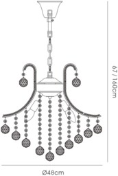 Bask Ceiling Pendant Chandelier Round 4 Light French Gold, Crystal - thumbnail 3